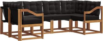vidaXL Conjunto De Sof&aacute;s De Exterior 6 Uds. Natural Y Negro Vidaxl