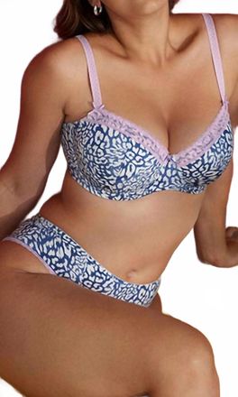 Prima Donna Twist Lari Padded Balcony Lace Trim Bra In Pastel Denim