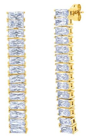 Crislu Cubic Zirconia Linear Drop Earrings in Gold at Nordstrom