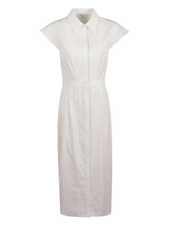 Alexander McQueen collared short-sleeved midi dress - White