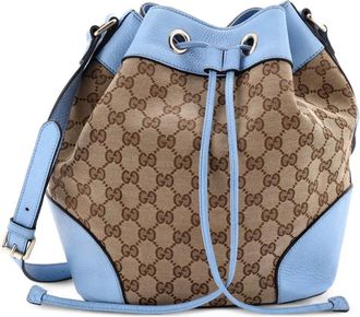 Gucci Classic GG Canvas with Leather Medium bucket bag - Blauw