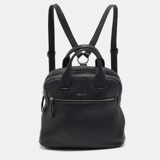 DKNY Dkny Black Grain Leather Two Way Backpack