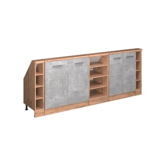 Vicco Armario De Cocina Para Techo Inclinado R-line, Hormig&oacute;n/roble Dorado, 210 Cm Lote De 5, Vicco
