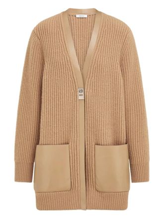 Ferragamo leather-trim buckle cardigan - Neutrals