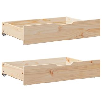 vidaXL Cajones Debajo De Cama Con Ruedas 2 Uds Madera Maciza De Pino Vidaxl