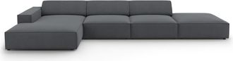 MICADONI Sofá esquinero izquierdo 5 plazas de tela gris oscuro