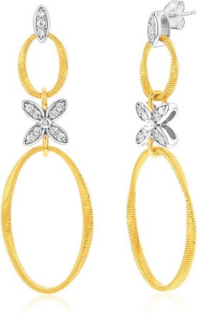 Suzy Levian Suzy Levian Golden Helix Silver Cz Dangle Drop Earrings