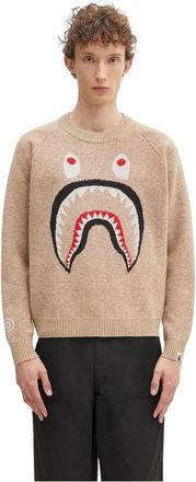 A Bathing Ape Shark Raglan Trui - unisex - Ronde hals truien - Beige - ONE Size - Wol - Truien & Vesten