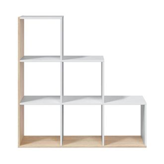 Calicosy Step 6-Cubicle Staircase Bookcase - H110 Cm in White