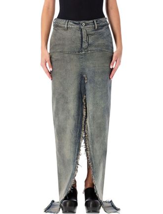 Rick Owens Long Denim Sliced Skirt