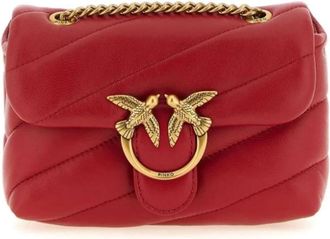 Pinko Love Puff Baby Bag - Dames - Schoudertassen - Rood - ONE Size - Katoen - Tassen