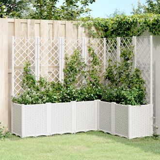 vidaXL Jardinera Con Enrejado Pp Blanco 160x120x140 Cm Vidaxl