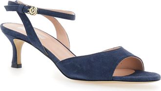 Pollini Womens Heeled Sandals Blue Leather Straps