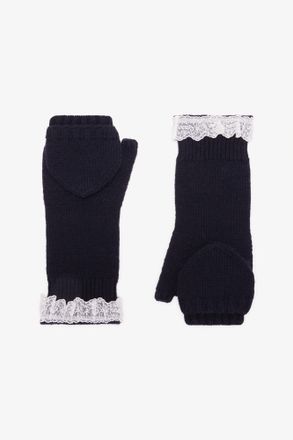 Ganni Navy Mittens in Blue Wool