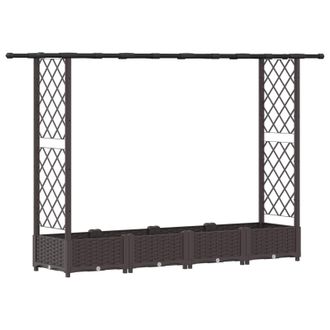 vidaXL Cama Elevada Con Trellis Y Techo Marr&oacute;n 203 X 40 X 123 Cm Pp Vidaxl
