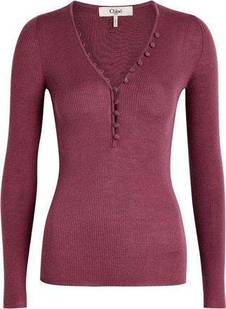 Chloé Ribbed-knit Wool top - Pink - S (UK8-10 / S)