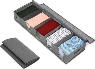 OEM Bolsas De Almacenamiento Para Debajo De La Cama Con Asas Y Tapa, Caja De Almacenamiento Plegable Con 5 Ventanas De Visualizaci&oacute;n, Compartimento Transp