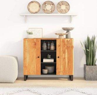vidaXL Aparador Con 2 Puertas Madera Maciza De Acacia 90x33x75 Cm Vidaxl