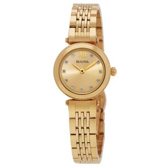Bulova Champagne Quartz Gold Dial Ladies Watch 97P176