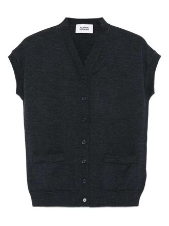 Alpha Studio button-front sleeveless cardigan - Grey
