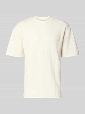 Les Deux T-Shirt mit Strukturmuster und Rundhalsausschnitt in Offwhite, Gr&ouml;&szlig;e XXL