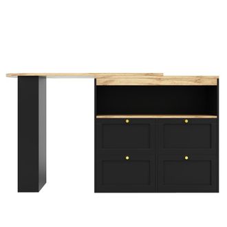Urban Meuble Mesa de bar giratoria modular de madera y negra con estantes