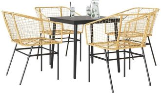 vidaXL Juego De Comedor Jard&iacute;n 5 Piezas Rat&aacute;n Sint&eacute;tico Marr&oacute;n Vidaxl
