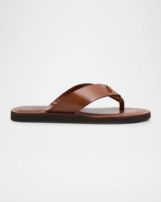 Paul Stuart Men & apos;s Damascus Leather Flip-Flops