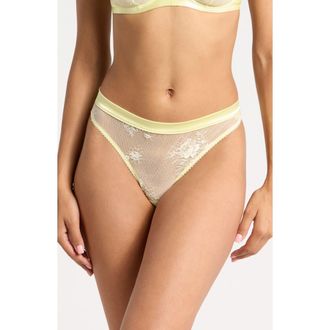 Simone P&eacute;r&egrave;le Louise Lace Thong in Yellow Lemonade at Nordstrom, Size Medium