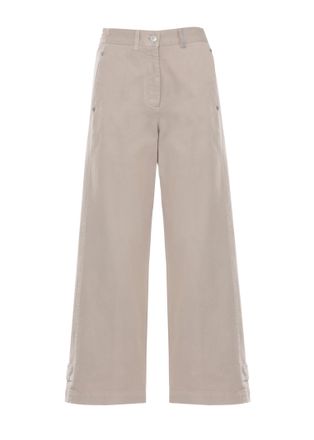 PANICALE Beige Cotton Embellished Straight-Leg Pants