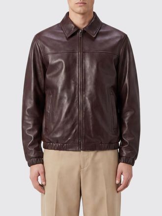 Canali Giacca a camicia in pelle liscia con chiusura a zip e fondo elasticizzato