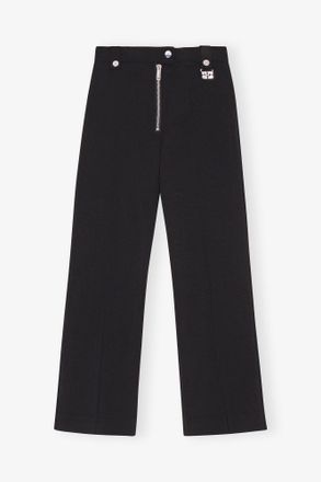 Ganni Black Bonded Crepe Pants - Size 32