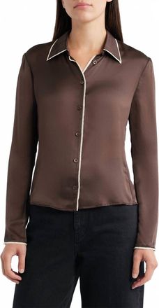 Frame Denim Slim Essential Long Sleeve Shirt In Coffee Multi
