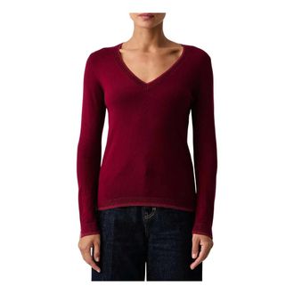 Liu Jo Wf6012 Ms49I V-hals trui - Dames - Truien - Rood - Maat: XS Viscose