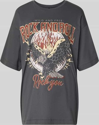 Vero Moda Oversized T-Shirt aus reiner Baumwolle Modell LILIE in Mittelgrau Melange, Gr&ouml;&szlig;e XL