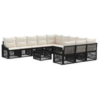 vidaXL Conjunto De Sof&aacute;s De Jard&iacute;n 12 Pcs Negro Rat&aacute;n Sint&eacute;tico Vidaxl