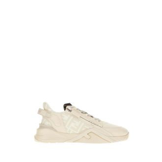 Fendi Schoenen, Heren, Beige, 45 EU, Katoen, Flow Lage Sneakers