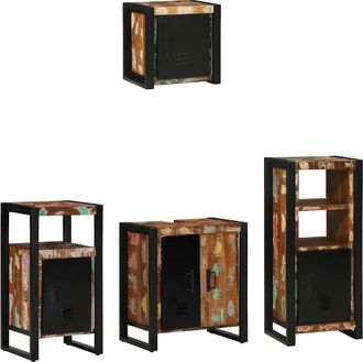 vidaXL Juego De Muebles De Ba&ntilde;o 4 Uds. Multicolor Y Negro Vidaxl