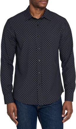 W.R.K Basic Slim Fit Black Micropaisley Performance Button-Up Shirt at Nordstrom, Size Xx-Large