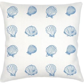 Anaya with Love Saltwater Shell Printed Linen Pillow in Blue at Nordstrom, Size 20X20