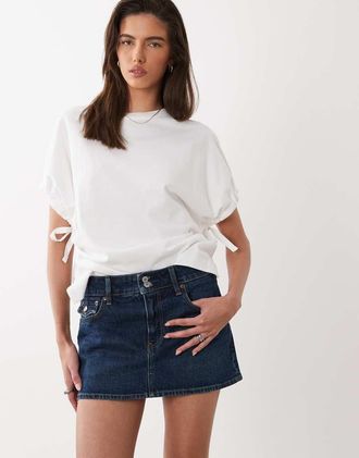 Abercrombie & Fitch Gonna pantalone corta in denim blu lavaggio medio