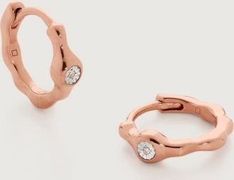Monica Vinader Rose Gold Siren Diamond Huggie Earrings Diamond
