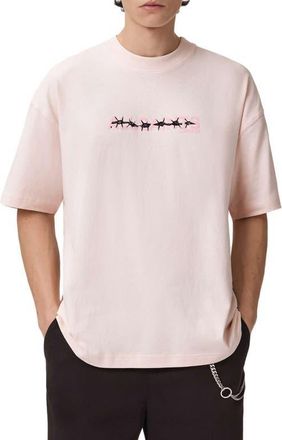 AllSaints Deterent Cotton Graphic T-Shirt in Soft Pink at Nordstrom, Size Large