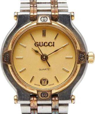 Gucci Pre-owned Watches, female, Yellow, Size: ONE SIZE Pre-owned Stainless Steel Quartz Watch 9000L