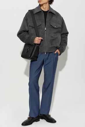 Versace Wool Jacket, Mens, Grey