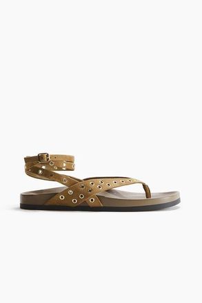 H&M Grommet-detail sandals in Dark Beige at Nordstrom, Size 10