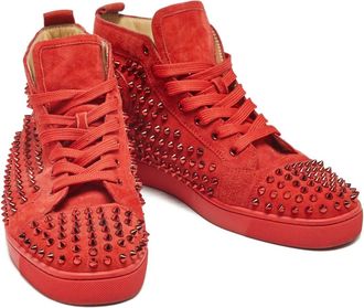 Christian Louboutin Sneakers alte Louis in pelle scamosciata con borchie - Rosso