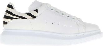 Alexander McQueen White Leather Sneakers With Printed Suede Heel