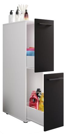 ebuy24 Ebuy24 - Muebles De Ba&ntilde;o Vcm Gabinete Nicho Dimensiones: Al. 110 X An. 25 X P. 50 Cm 2 Cajones - Sadilo L (blanco / Negro)
