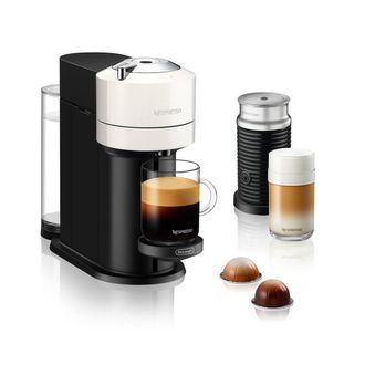 Nespresso Vertuo Next + Milk Pod Coffee Machine with Aeroccino - White